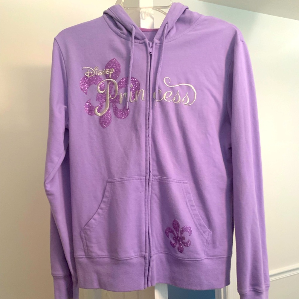 Disney princess sweatshirt jacket with tiara on hood